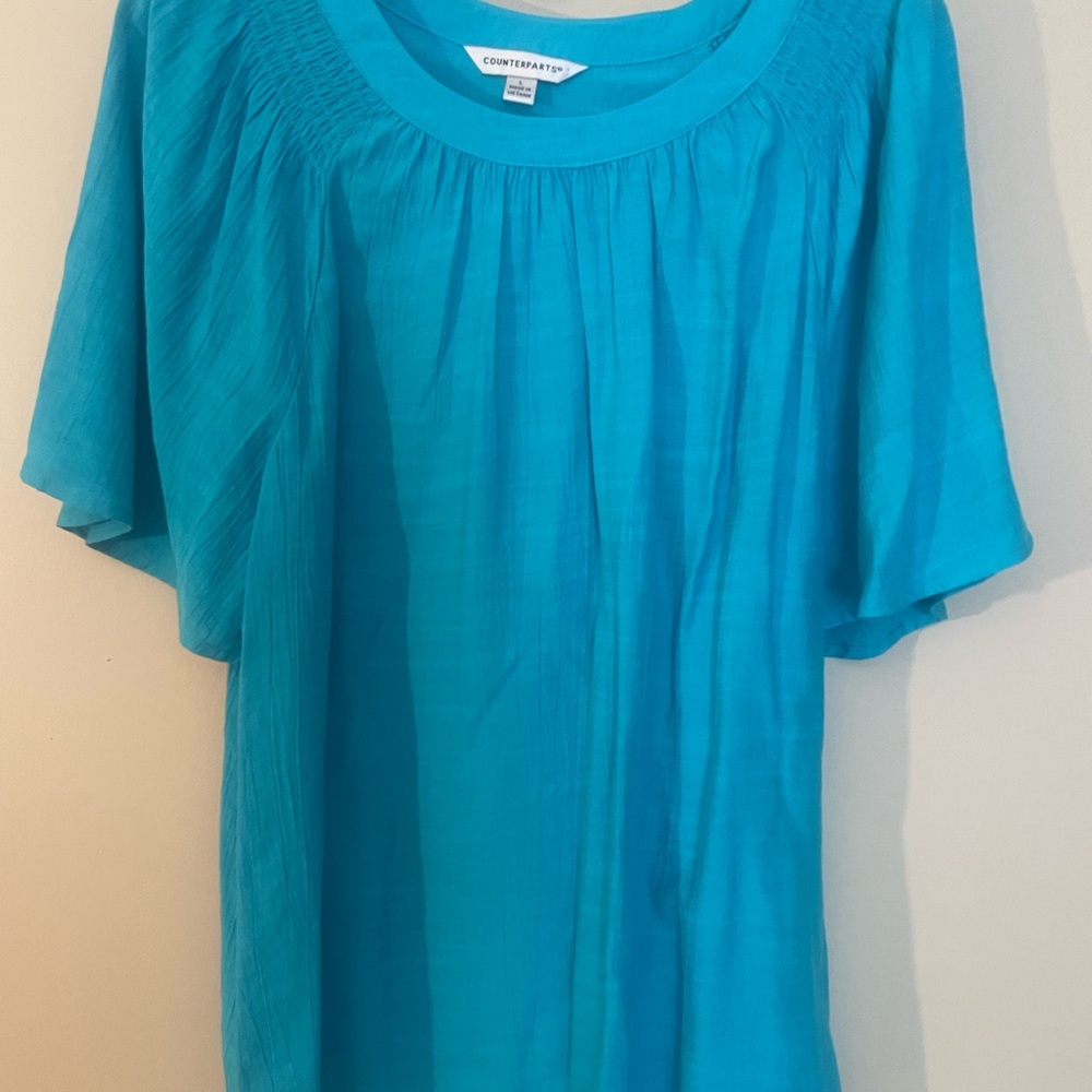 Counterparts Blue Relaxed Ribbed Blouse